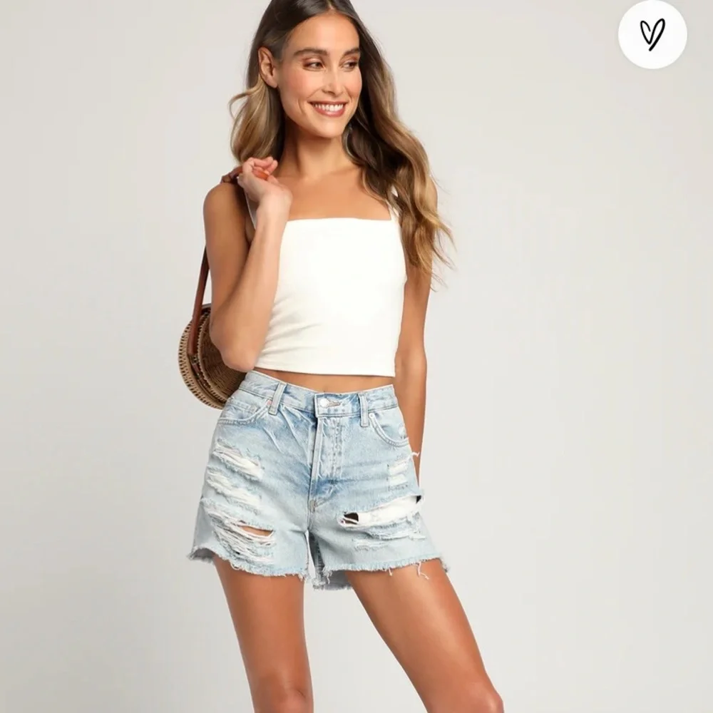 Free People We The Free Maggie Denim Cutoff Shorts Size 26 Light Stone - Picture 5 of 16